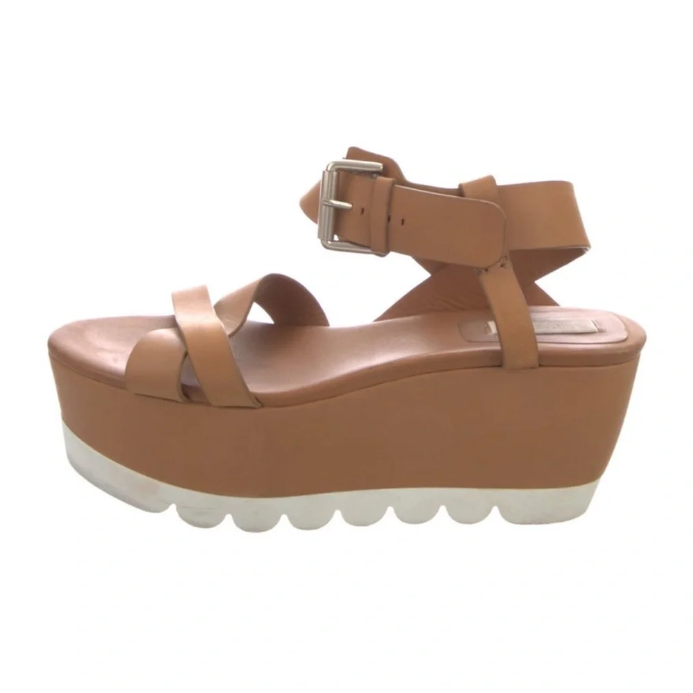 CHLOÉ SEE BY CHLOÉ PLATFORM LEATHER SANDALS IN CARAMEL - Picture 7 of 7